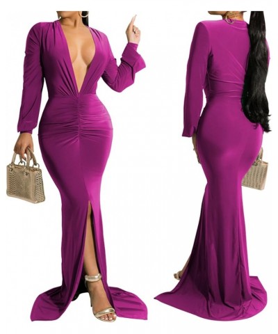 Womens Casual Solid Cocktail Party Dress Sexy Off Shoulder Ruffle Dress Elegant Evening Prom Gown Maxi Dresses Hpurple $28.79...