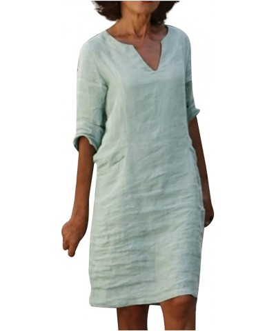 Linen Dress for Women Casual Summer 2023 Midi Length Concert Outfit Trendy Short Sleeve Women's Clothing Modest Elegant Dress...