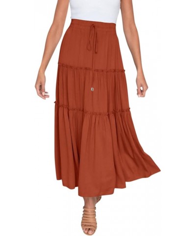 Women's Solid Color Maxi Skirt Casual Cotton Linen Front Slit Long Skirt Summer Button Up Beach Skirts (White, M) Medium C-or...