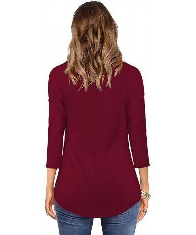 Womens Tunic Tops - V Neck Shirts Women Fashion Top Dressy Casual Soft & Comfortable Maroon 2 Band - 3/4 Sleeve Tunic $9.68 Tops