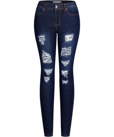 Women's Trendy Colored Distressed Skinny Jeans Blue Denim1 $16.83 Jeans