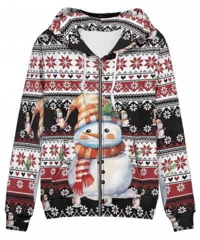 Women Fashion Hoodies Zip up Plus Size Sweatshirts with Front Pocket Oversized Christmas Snowman $9.00 Hoodies & Sweatshirts