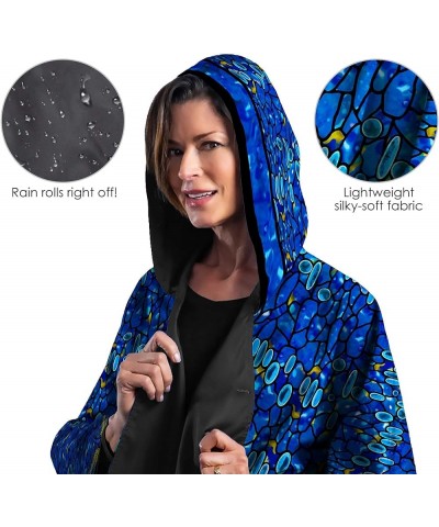 Womens Rain Cape Poncho Coat Waterproof with Hood Reversible Fine Art Tiffany "Dragonfly $42.90 Coats