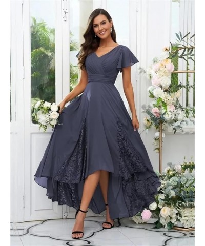 Tea Length Mother of The Bride Dresses for Wedding Lace Chiffon Bridesmaid Dresses with Sleeve 815 Ice Blue $28.60 Dresses