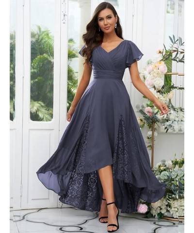 Tea Length Mother of The Bride Dresses for Wedding Lace Chiffon Bridesmaid Dresses with Sleeve 815 Ice Blue $28.60 Dresses