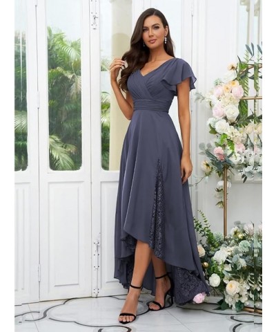 Tea Length Mother of The Bride Dresses for Wedding Lace Chiffon Bridesmaid Dresses with Sleeve 815 Ice Blue $28.60 Dresses