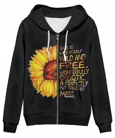 Zip Up Hoodie Graphic Y2k Hooded Sweatshirt Jacket for Women XS-5XL Sunflower Black $20.24 Hoodies & Sweatshirts