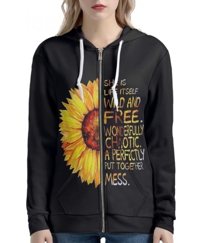 Zip Up Hoodie Graphic Y2k Hooded Sweatshirt Jacket for Women XS-5XL Sunflower Black $20.24 Hoodies & Sweatshirts