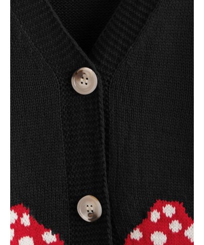 Women's Long Sleeve Plaid Button Front V Neck Soft Knit Cardigan Sweaters Mushroom Black $13.02 Sweaters