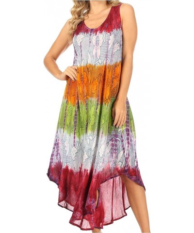 Ombre Floral Tie Dye Tank Sheath Caftan Rayon Dress Coral $16.73 Dresses