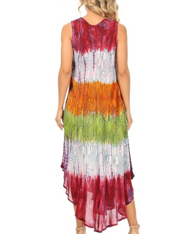 Ombre Floral Tie Dye Tank Sheath Caftan Rayon Dress Coral $16.73 Dresses