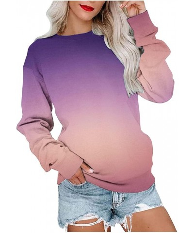 Bright Color Block Sweatshirt for Women Fall Ombre Tie Dye Crewneck Sweatshirt Casual Long Sleeve Plus Size Tops Pullover 2&p...