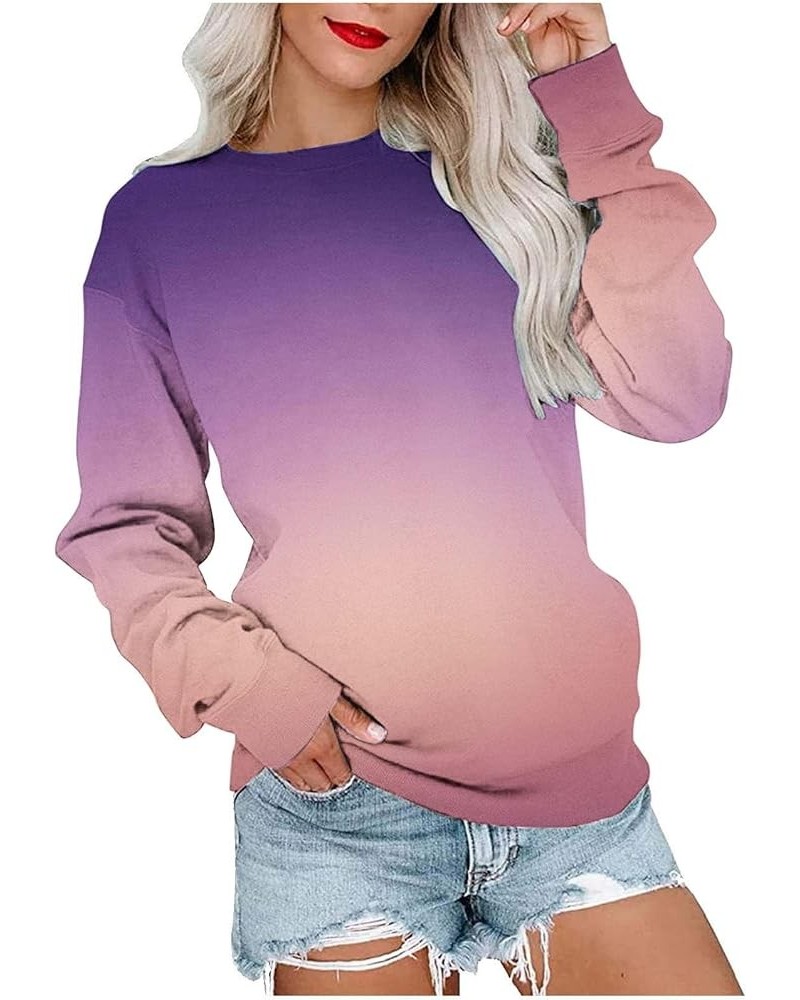 Bright Color Block Sweatshirt for Women Fall Ombre Tie Dye Crewneck Sweatshirt Casual Long Sleeve Plus Size Tops Pullover 2&p...