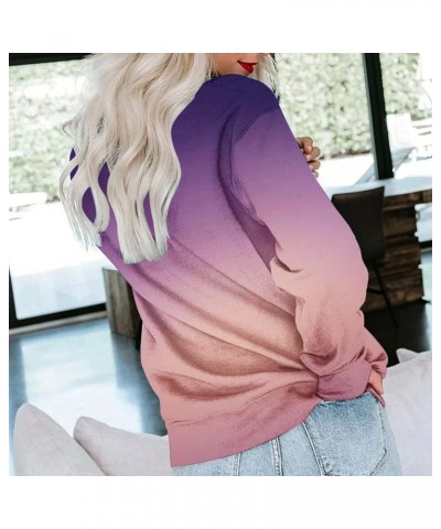 Bright Color Block Sweatshirt for Women Fall Ombre Tie Dye Crewneck Sweatshirt Casual Long Sleeve Plus Size Tops Pullover 2&p...