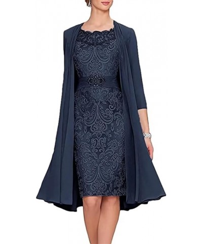 2 Pieces Mother of The Bride Dresses with Jacket Floral Lace Beaded Long Evening Party Dress for Wedding Guest Navy Blue $45....