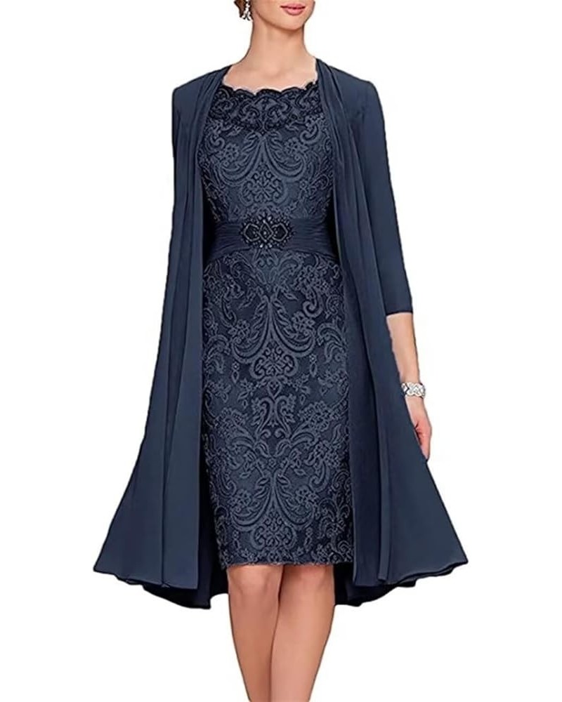 2 Pieces Mother of The Bride Dresses with Jacket Floral Lace Beaded Long Evening Party Dress for Wedding Guest Navy Blue $45....