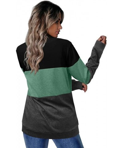 Womens Long/Short Sleeve T Shirt Color Block Loose Comfy Casual Tops Black Green $11.75 T-Shirts