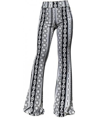 Wide Leg Flared Pants for Women Boho Printed High Waisted Leggings Flare Leg Bell Bottom Long Wide Leg Pants Trousers Black $...