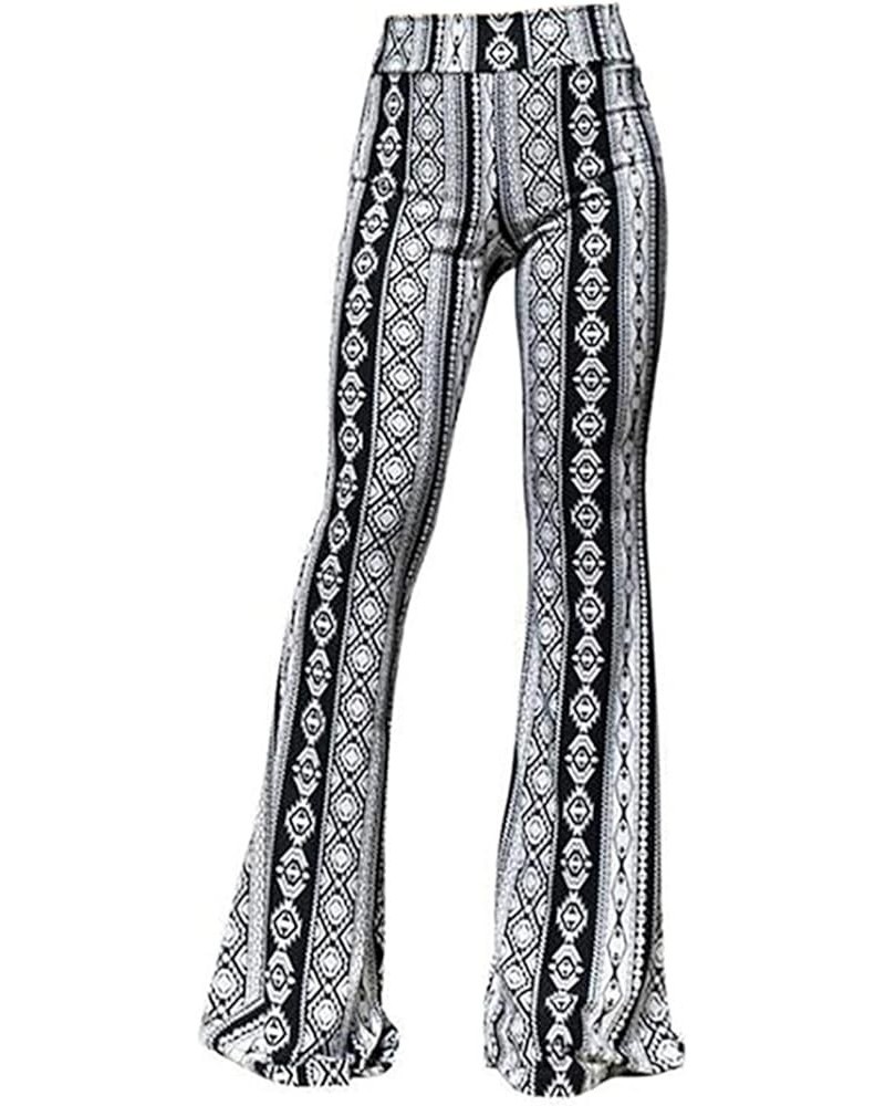 Wide Leg Flared Pants for Women Boho Printed High Waisted Leggings Flare Leg Bell Bottom Long Wide Leg Pants Trousers Black $...