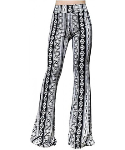 Wide Leg Flared Pants for Women Boho Printed High Waisted Leggings Flare Leg Bell Bottom Long Wide Leg Pants Trousers Black $...