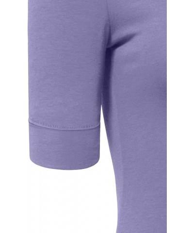 Womens Lightweight Comfy Elbow Sleeve V Neck T Shirt S-3XL Lavender $9.56 T-Shirts