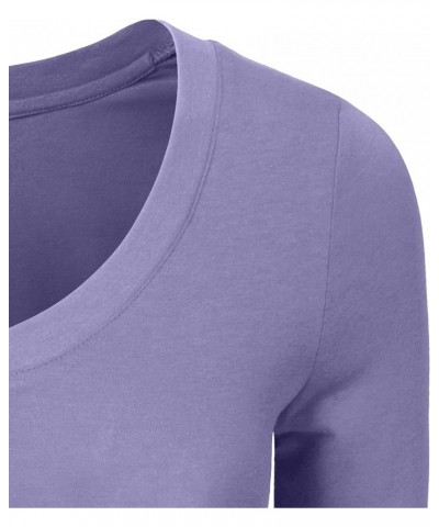 Womens Lightweight Comfy Elbow Sleeve V Neck T Shirt S-3XL Lavender $9.56 T-Shirts