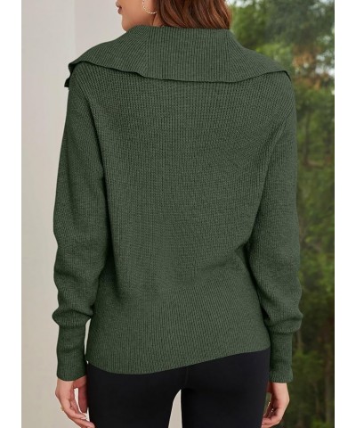 Sidefeel Womens Fall Winter Fashion 2023 Cardigan Sweater Zip Up Long Sleeve Collar Ribbed Knit Sweater Jacket Outwear Green ...