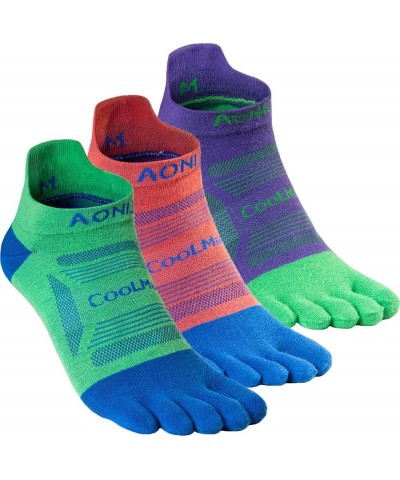 Running Ankle Toe Socks for Men and Women Lightweight Coolmax High Performance Five Finger Athletic Socks A: 3 Pairs/Purple,r...