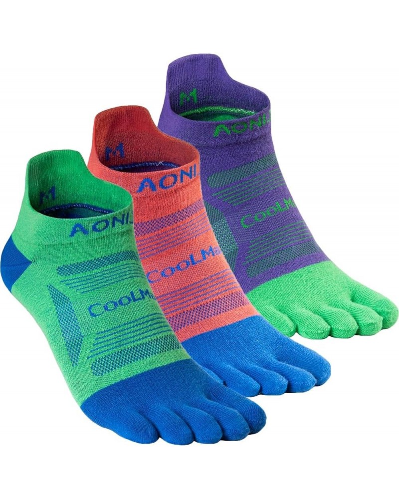 Running Ankle Toe Socks for Men and Women Lightweight Coolmax High Performance Five Finger Athletic Socks A: 3 Pairs/Purple,r...