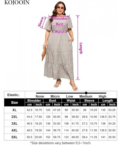 Womens Plus Size Round Neck Short Flutter Sleeve Empire Waist Pleated Hem Boho Maxi Dress with Pockets Light Green Pink-1 $20...