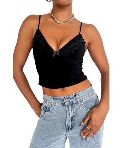 Women Tank Top Y2K Backless Crop Top Slim Fit Low Cut Spaghetti Strap Camisoles Sleeveless Basic Tops Streetwear C-black $7.5...