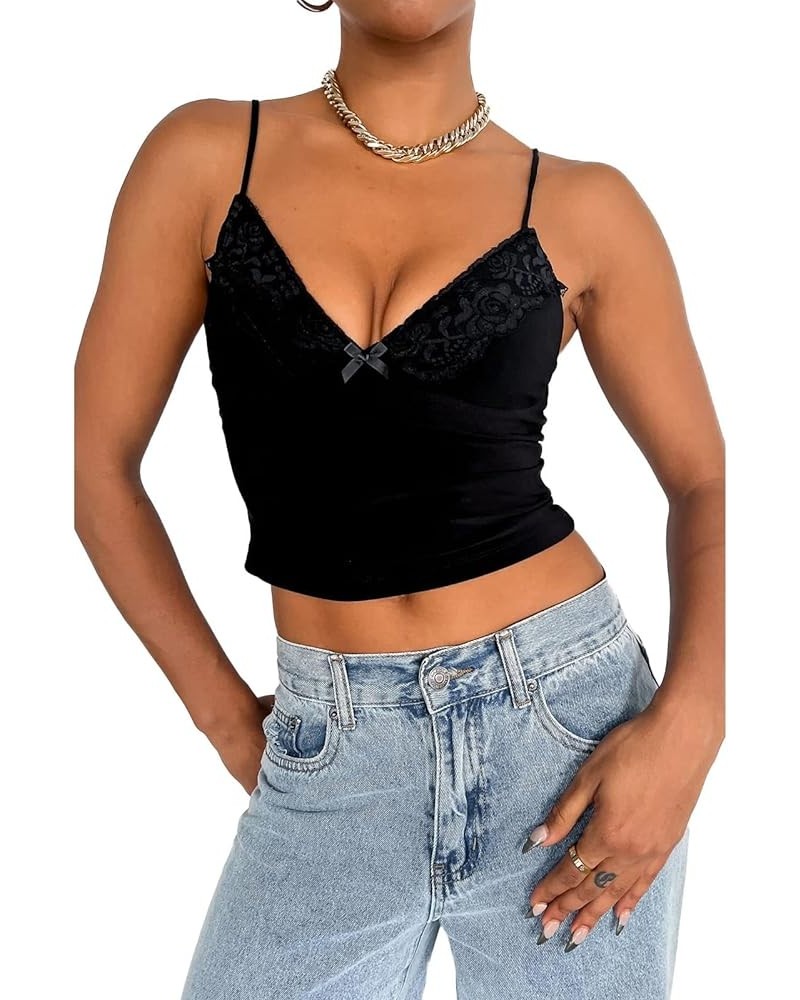 Women Tank Top Y2K Backless Crop Top Slim Fit Low Cut Spaghetti Strap Camisoles Sleeveless Basic Tops Streetwear C-black $7.5...