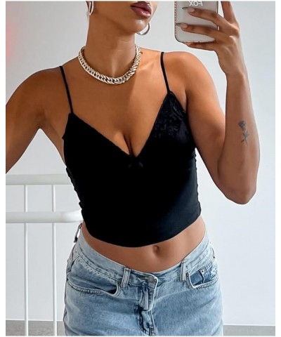 Women Tank Top Y2K Backless Crop Top Slim Fit Low Cut Spaghetti Strap Camisoles Sleeveless Basic Tops Streetwear C-black $7.5...