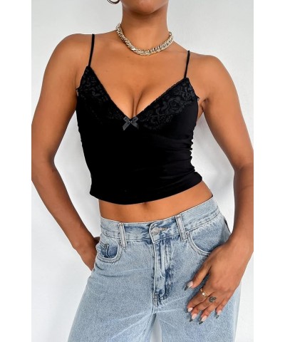 Women Tank Top Y2K Backless Crop Top Slim Fit Low Cut Spaghetti Strap Camisoles Sleeveless Basic Tops Streetwear C-black $7.5...