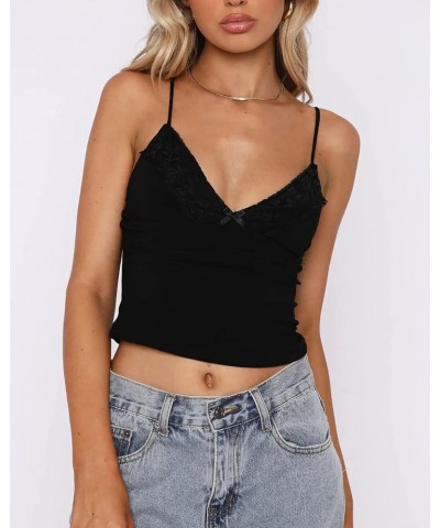 Women Tank Top Y2K Backless Crop Top Slim Fit Low Cut Spaghetti Strap Camisoles Sleeveless Basic Tops Streetwear C-black $7.5...