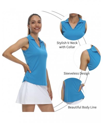 Women's Sleeveless Polo Golf Shirts Quick Dry 50+ UV Protection V-Neck with Collar Lightweight Tennis Tank Tops Royal Blue $1...