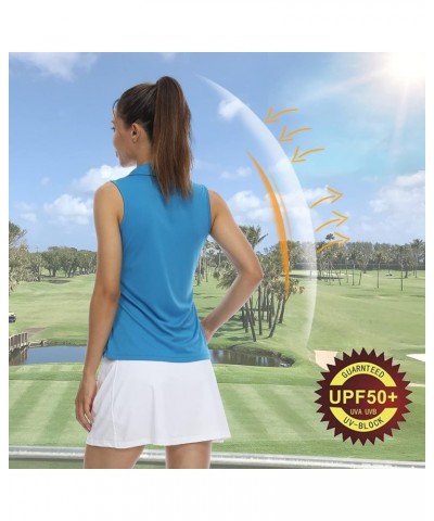 Women's Sleeveless Polo Golf Shirts Quick Dry 50+ UV Protection V-Neck with Collar Lightweight Tennis Tank Tops Royal Blue $1...