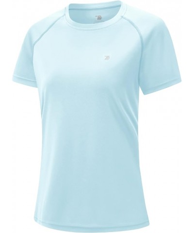 Women's Short Sleeve Shirts UPF 50+ Sun Protection Quick Dry Active Swim Shirts Rashguard Workout Top Light Blue $10.31 Swims...