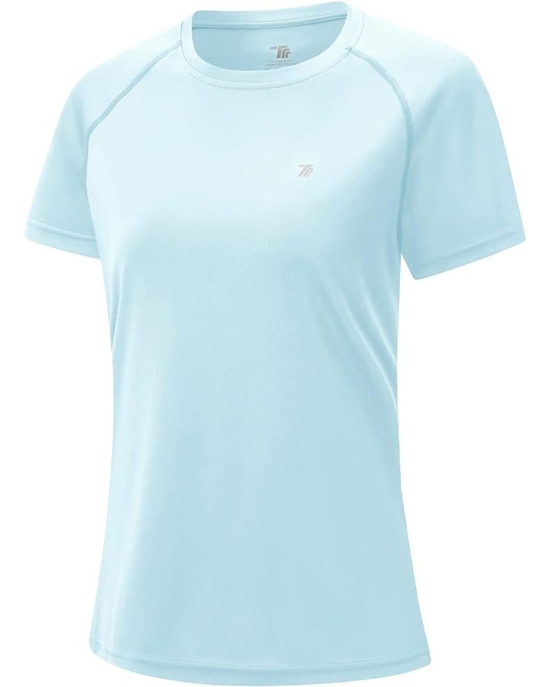 Women's Short Sleeve Shirts UPF 50+ Sun Protection Quick Dry Active Swim Shirts Rashguard Workout Top Light Blue $10.31 Swims...