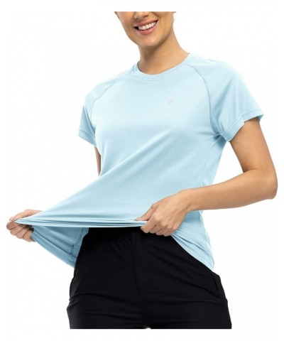 Women's Short Sleeve Shirts UPF 50+ Sun Protection Quick Dry Active Swim Shirts Rashguard Workout Top Light Blue $10.31 Swims...