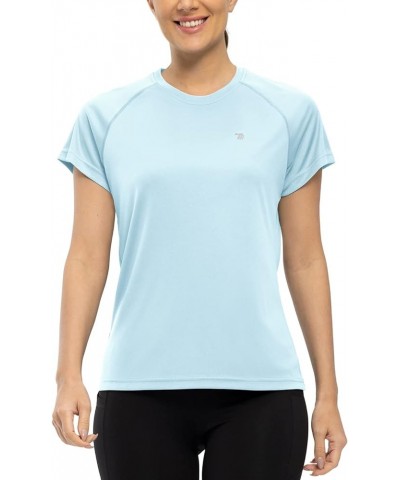 Women's Short Sleeve Shirts UPF 50+ Sun Protection Quick Dry Active Swim Shirts Rashguard Workout Top Light Blue $10.31 Swims...