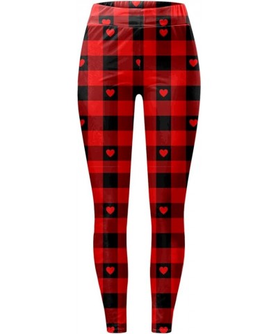 Valentines Day Leggings for Women Red Heart Love Pattern High Waist Sporty Leggings Valentine's Day Print Yoga Pants Z2-black...