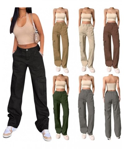 Y2K Baggy Cargo Jeans for Women High Waist Wide Leg Side Pockets Relaxed Fit Boyfriend Parachute Denim Cargo Pants Green $15....