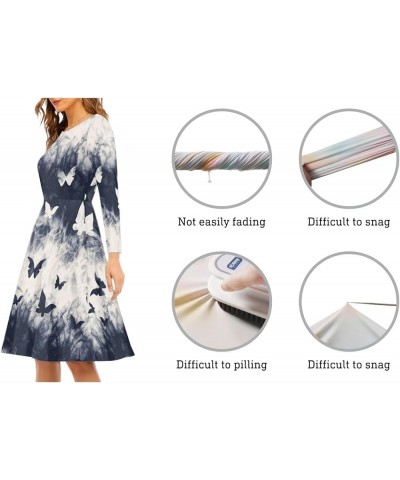 Women's Long Sleeve Loose Maxi Dresses Crew Neck A-Line Casual Swing Long Dress Novelty Clothes Shiny Sonw $19.24 Swimsuits