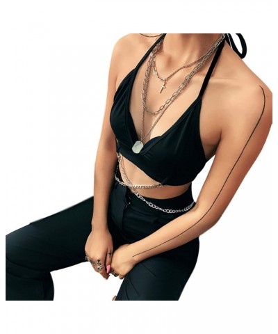 Women Lace Camisole Crop Top V Neck See Through Spaghetti Strap Cami Tank Top Patchwork Y2K E-Girl Shirt 4 Black $6.47 Tops