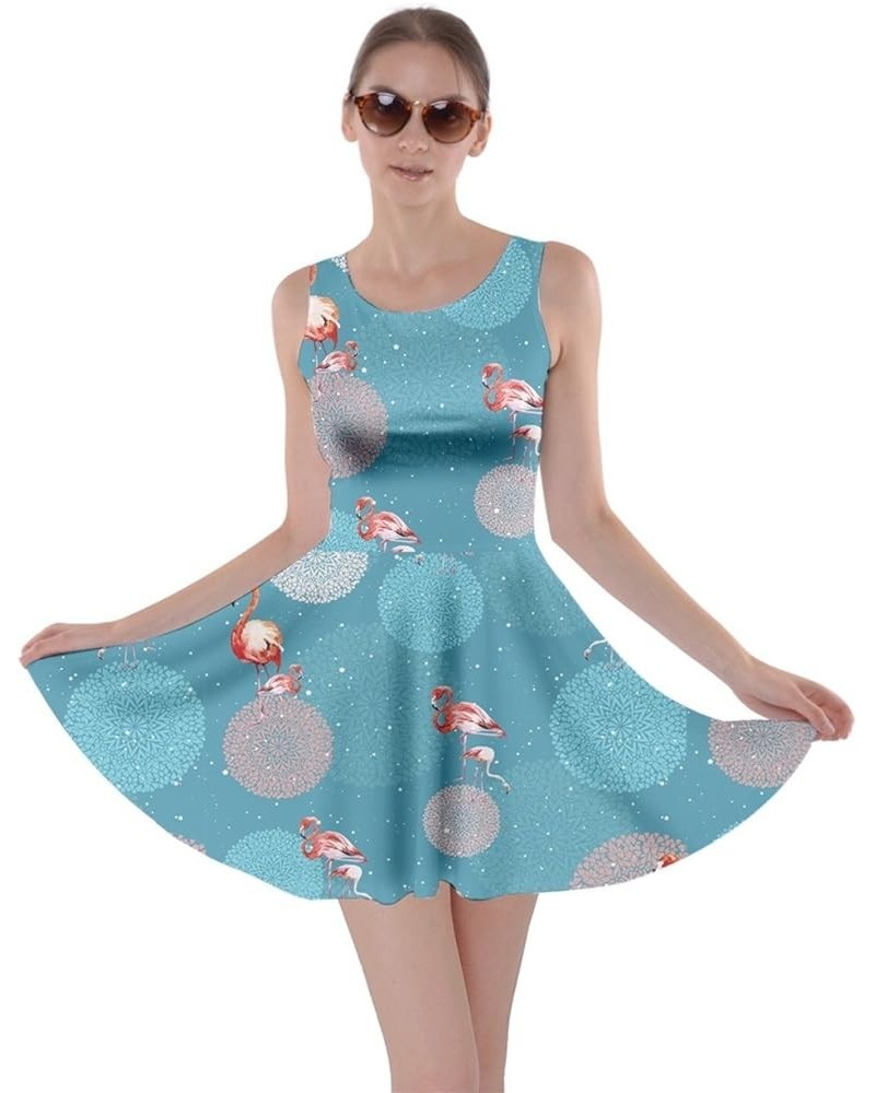 Womens Flamingo Birds Feather Summer Hot Tropical Poolside Partydress Beach Skater Dress, XS-5XL Flamingo Balls 2 $13.49 Dresses