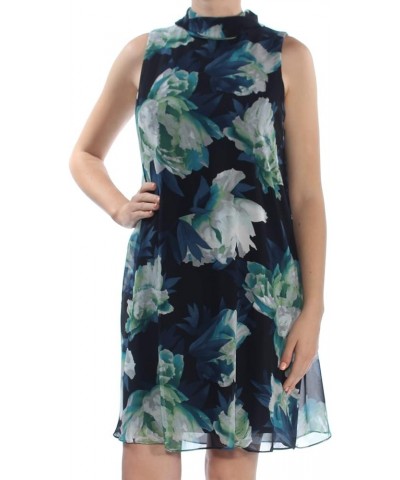 Women's Floral-Print Chiffon Shift Dress Black/Green/Blue $17.00 Dresses