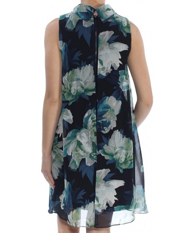 Women's Floral-Print Chiffon Shift Dress Black/Green/Blue $17.00 Dresses