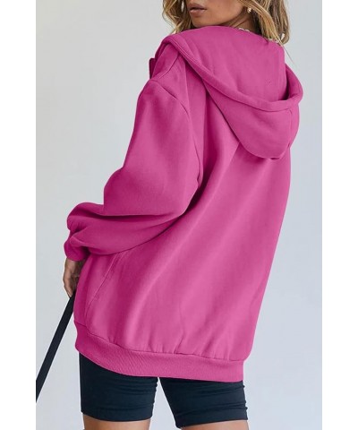 Womens Zip Up Hoodies Long Sleeve Sweatshirts Fall Outfits Oversized Sweaters Casual Fashion Jackets Hot Pink $22.25 Hoodies ...