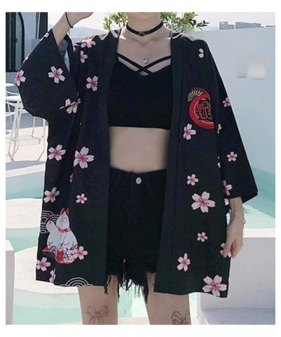 Women's 2024 Casual Floral Print Cardigan 3/4 Sleeves Cat Kimono Loose Tops Cover up Style 37(2) $13.76 Sweaters